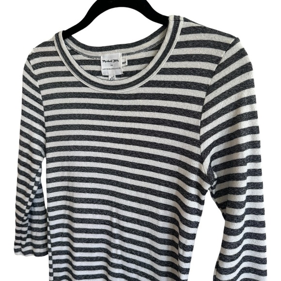 Michael Stars for Anthropologie Shimmery Striped 3/4 Sleeve Shirt, Size XS/S - Picture 3 of 7